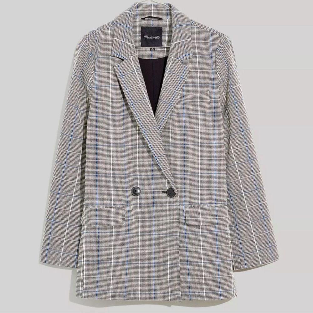 Madewell Gray Plaid Blazer